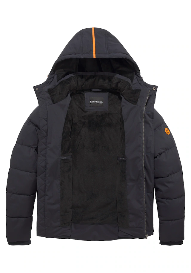 Bruno Banani Steppjacke mit Kapuze Winterjacke mit Fellimitat und abnehmbarer Kapuze
