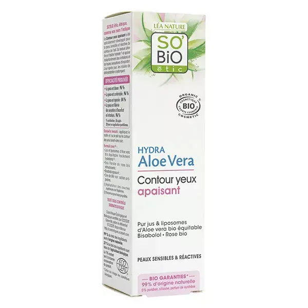 So'Bio Étic Hydra Aloe Vera Creme Calmante Orgânico para Contorno dos Olhos 15ml