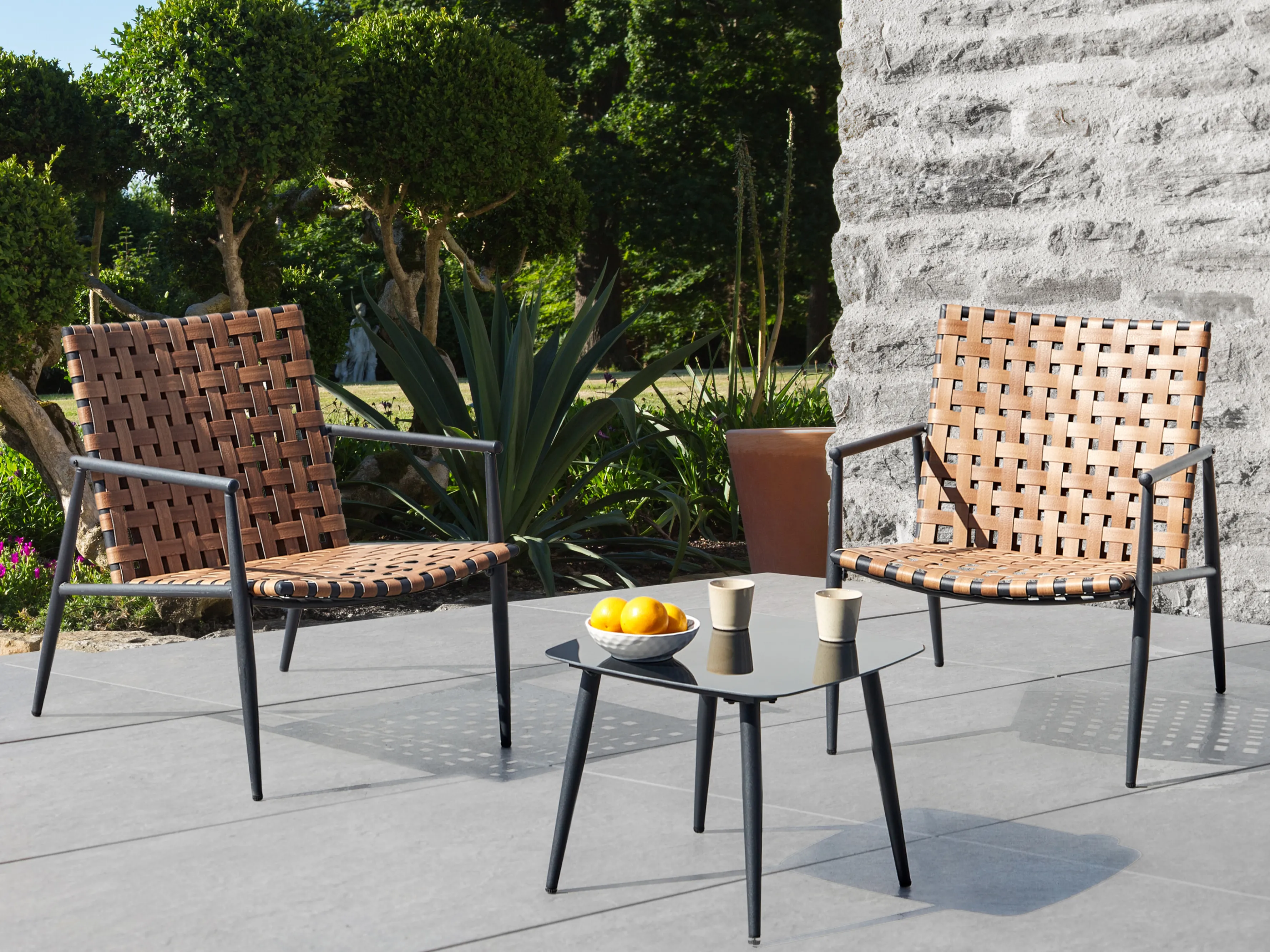 Bistroset ZIRIA PE rotan Bruin