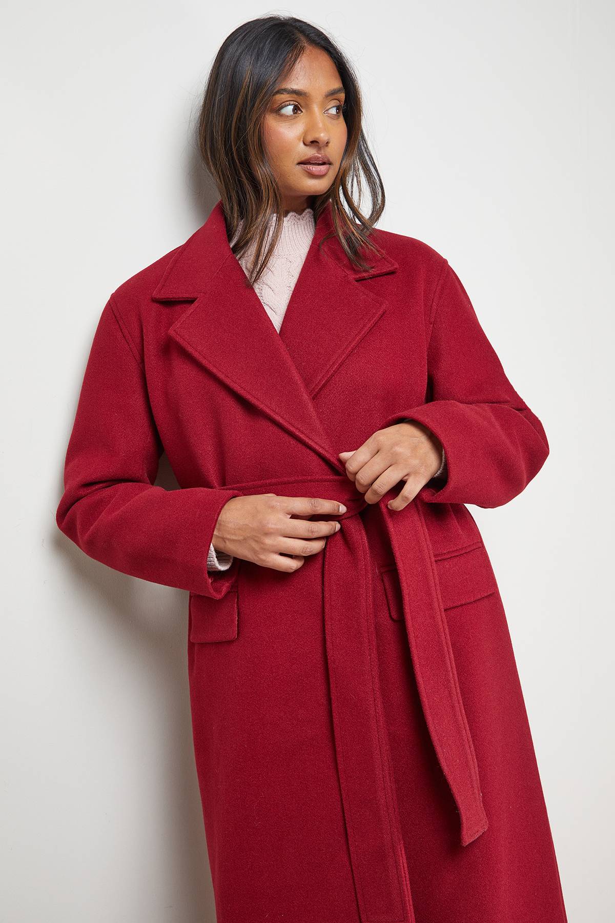 Oasis Manteau Mi-Long à Ceinture Nouée
