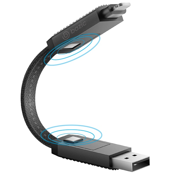 Bazic (by Energea) - (15cm) 60W 2in1 USB C / USB A auf USB C / Lightning GoCharge Ladekabel Fast Charging PD Datenkabel (CBL-GC4N1-BLK015) - Schwarz