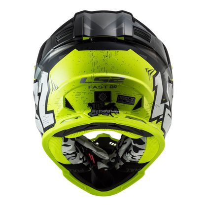 Casque cross LS2 MX437 - FAST EVO - CRUSHER - BLACK H-V YELLOW 2023 - Noir / Jaune