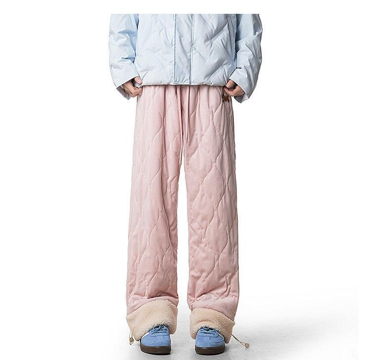 Kimeya - Wijde broek met middelhoge taille en imitatiebontprint en hondenprint