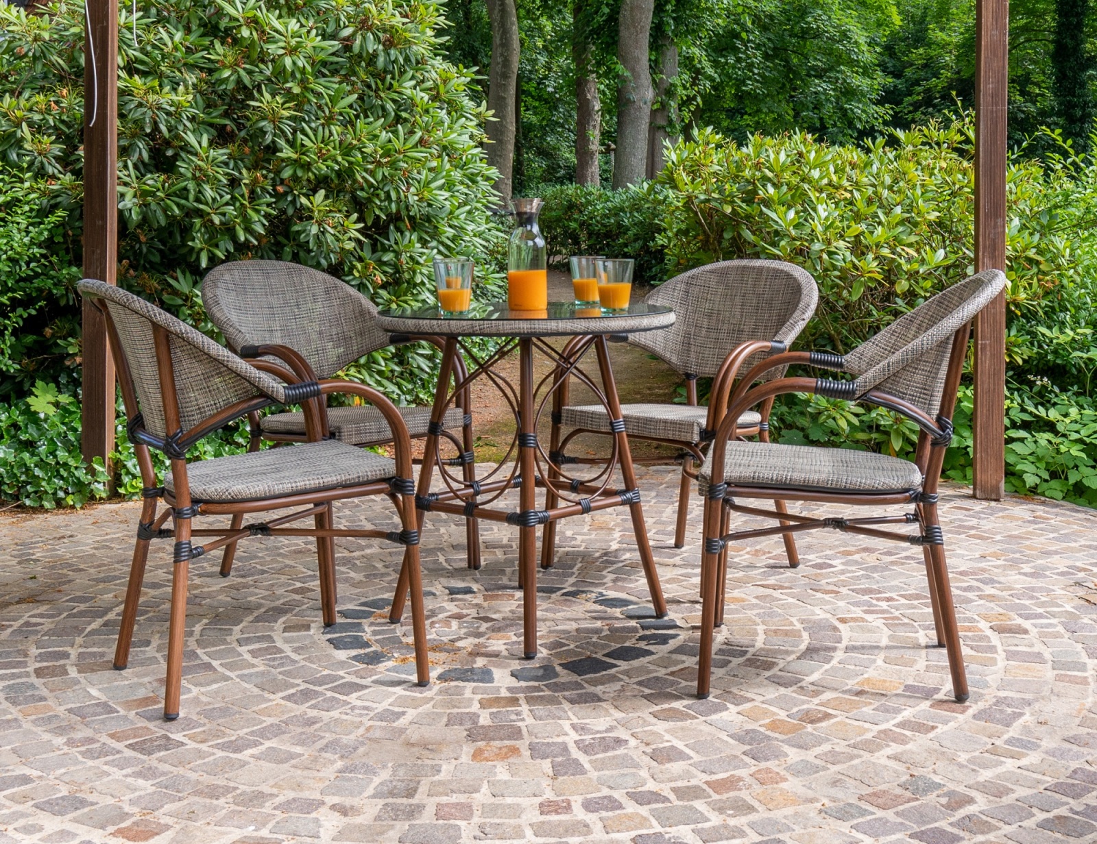 5-teiliges Gartenmöbel-Set - bambus-sand - 70x74 cm