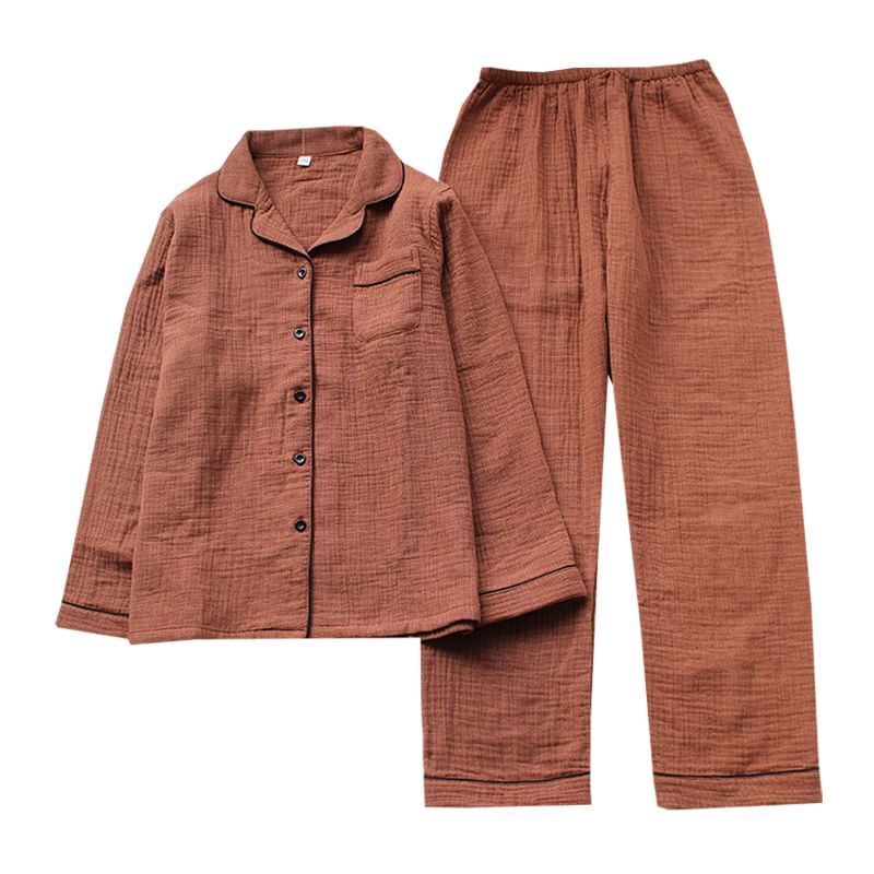 Dogini - Bijpassende pyjamaset voor koppels: geruite top met lange mouwen + broek