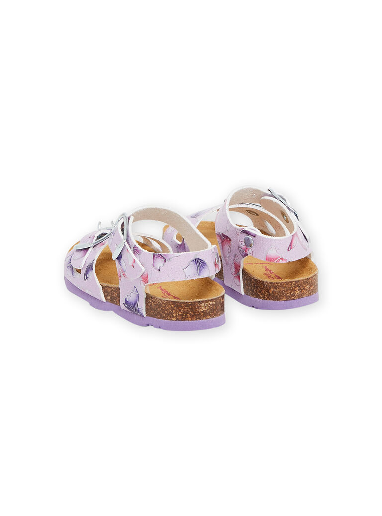 Sandales mauve en cuir à imprimé papillons