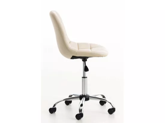 Chaise de bureau - Similicuir & Métal chromé - Crème - Emil