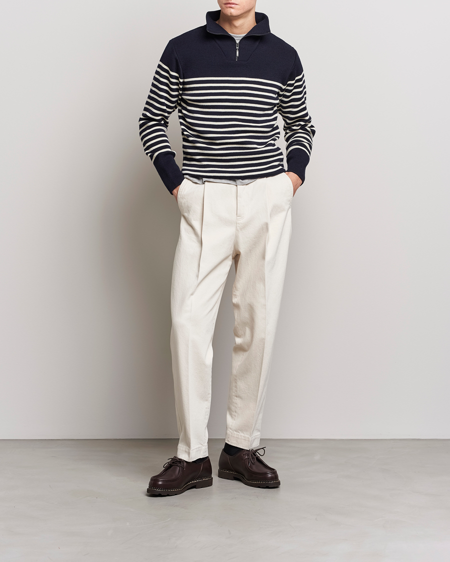 Armor-lux Camionneur Héritage Striped Half Zip Navy/Nature