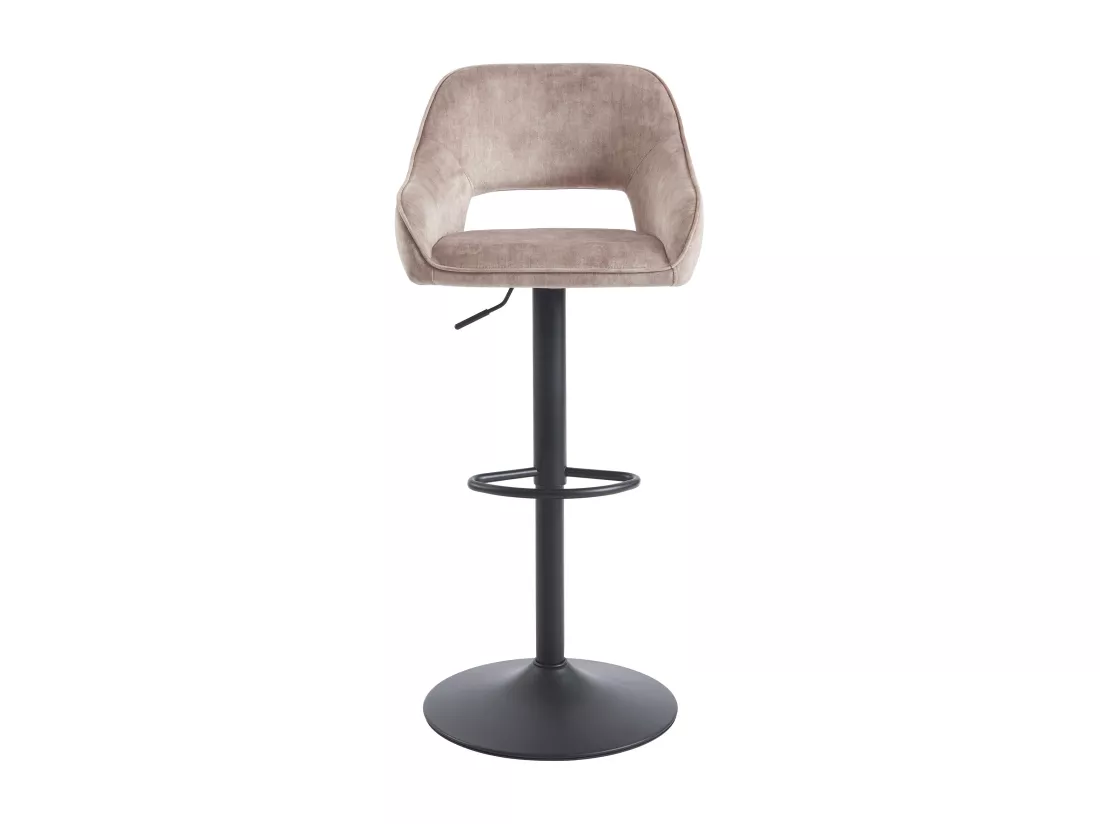 Lot de 2 tabourets de bar en tissu et métal noir - Hauteur réglable - Beige - ZINEA
