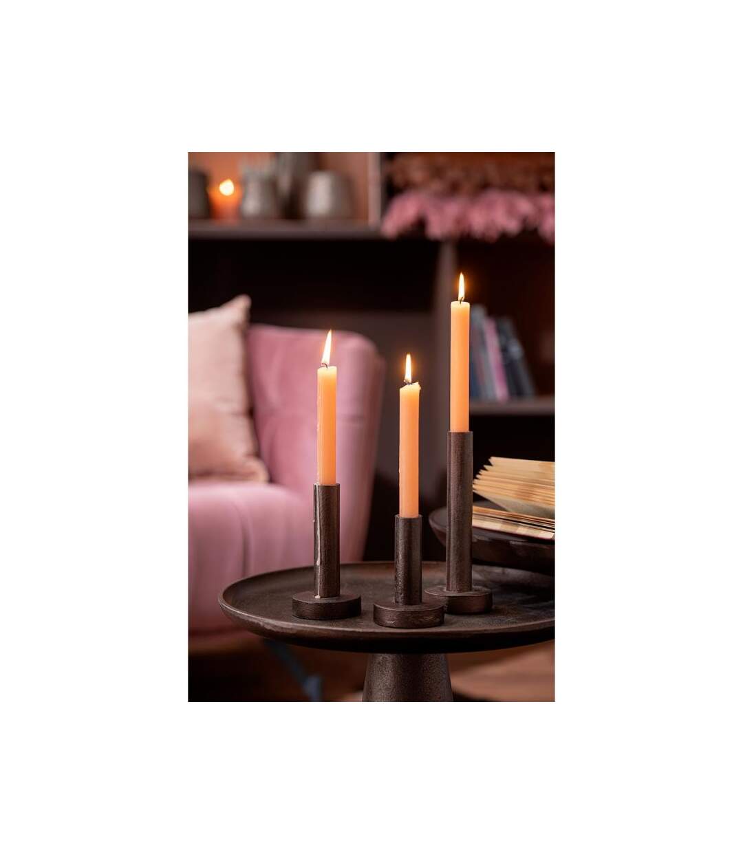 Paris Prix - Lot De 3 Chandeliers Déco mat 21cm Marron Foncé