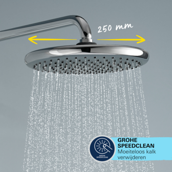 Grohe Douchesysteem Vitalio Start 250 met omstelling Rond, Max. 8,0L/M Bij 3 Bar Chroom - hartafstand kraan 15 cm