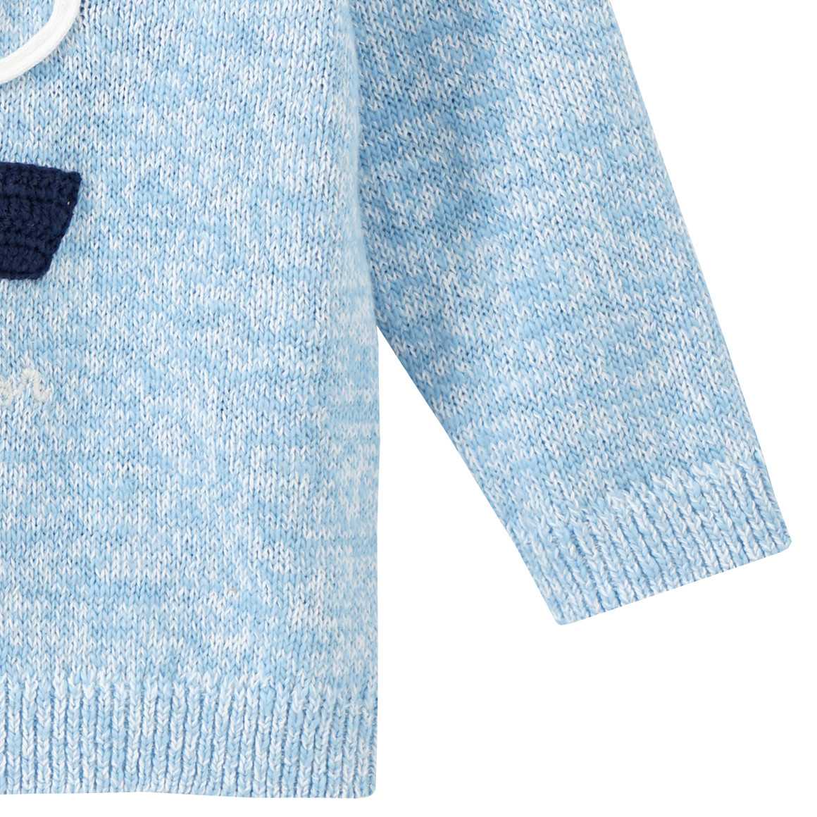 Baby Strickpullover mit Segelboot-Applikation hellblau