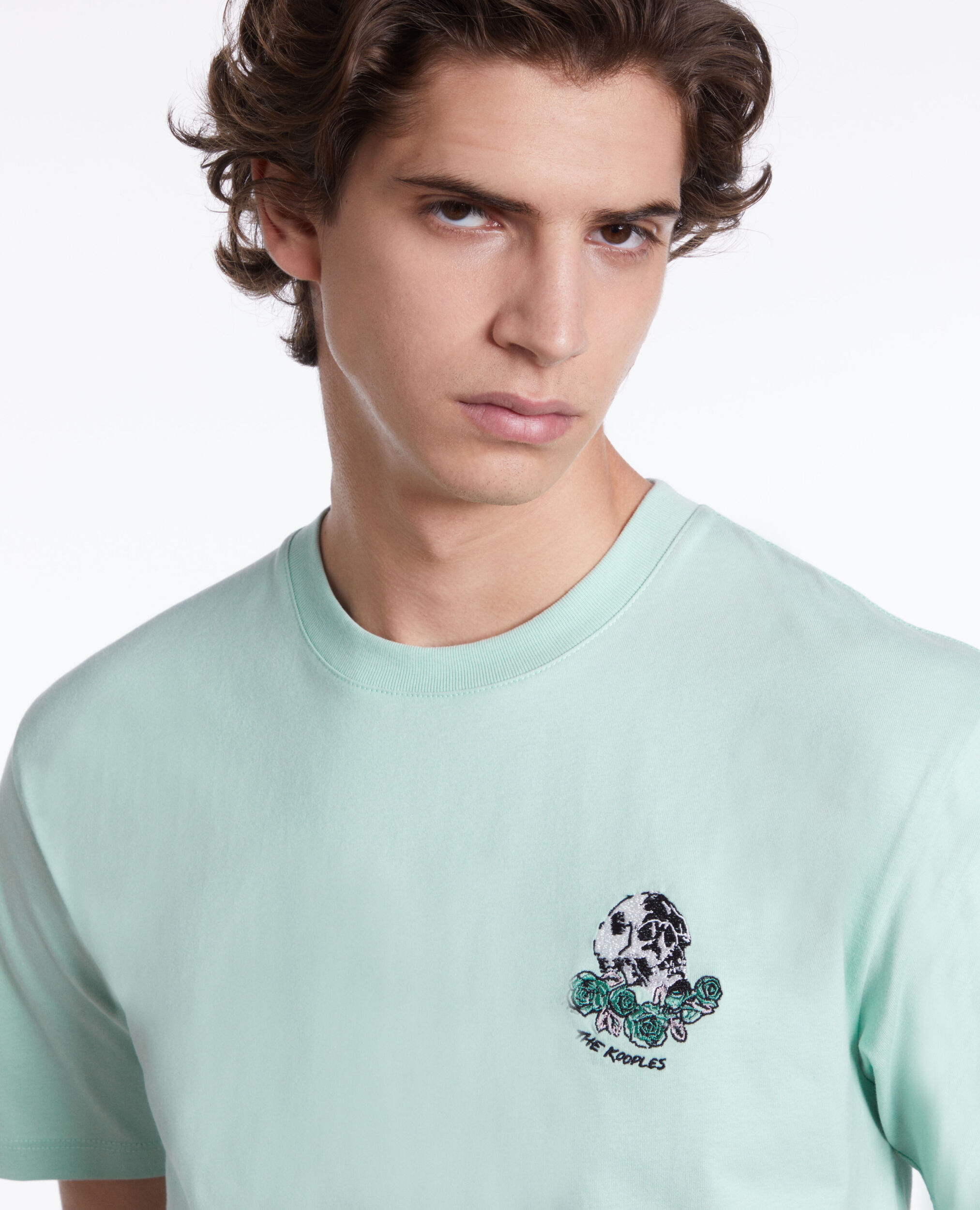 T-shirt vert avec broderie Vintage skull