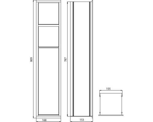 WC-module emco asis 150 inbouw 809 mm optiwhite/aluminium 975027450