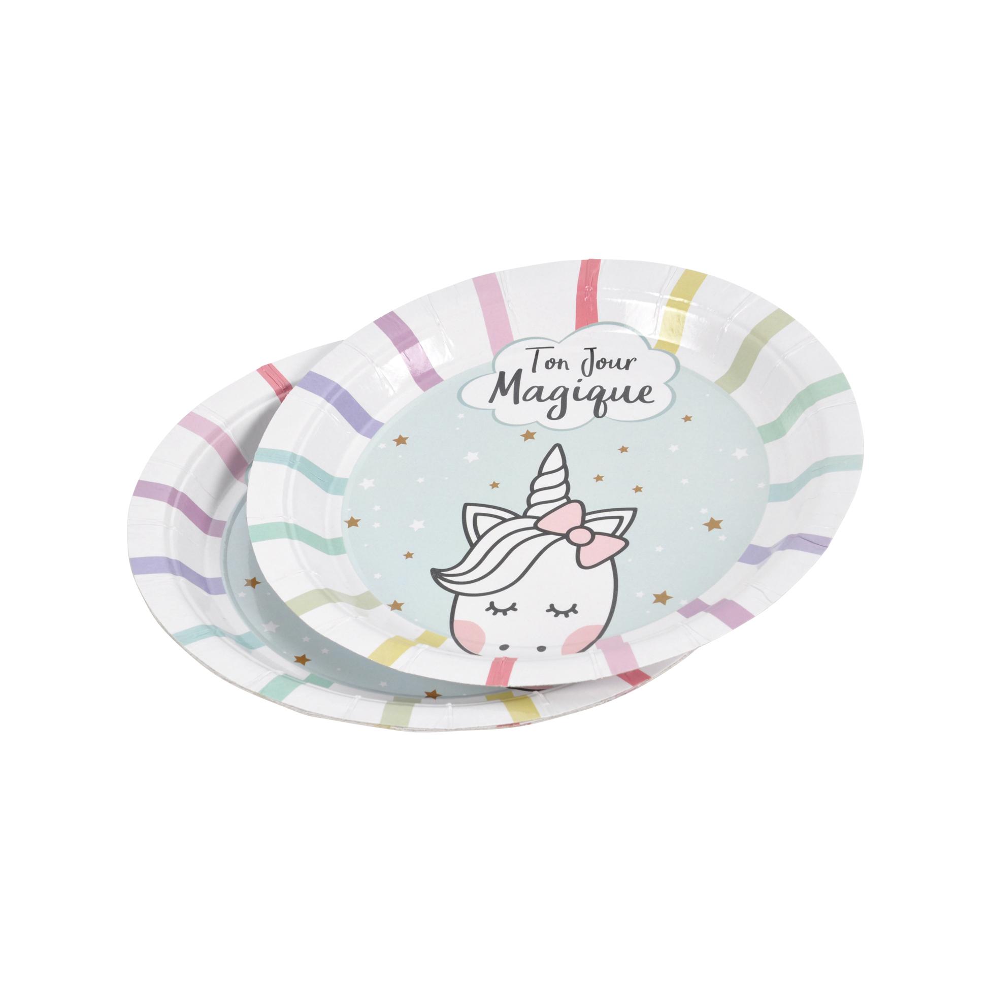 SET 6 ASSIETTES CARTON D.18.5CM LICORNE