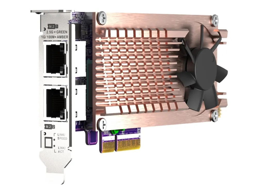 QNAP QM2-2P2G2T - Lagringskontrol - M.2 - M.2 NVMe Card / PCIe 3.0 (NVMe) - lavprofil - PCIe 3.0 x4, 2.5 Gigabit Ethernet - for QNAP QVP-63, TS-453, 473, 673, 832, 873, TVS-672, 872, h1288; VioStor QVP-85