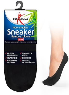Lucovitaal Bamboe Sneakersok Zwart 35-38 1 paar