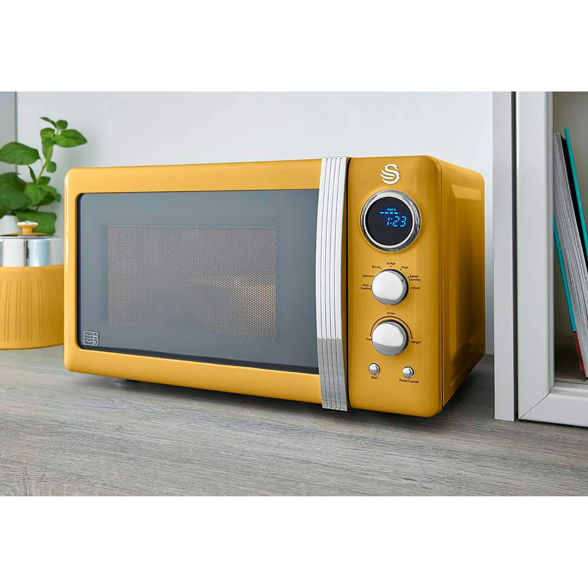 Retro Micro-ondes Numérique 20L, 5 Niveaux Puissance, Décongélation, M