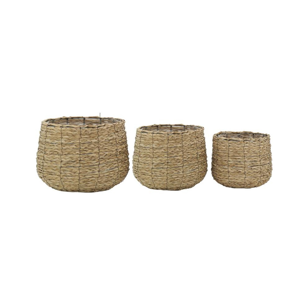 Cache-pots en jonc tissé (lot de 3)