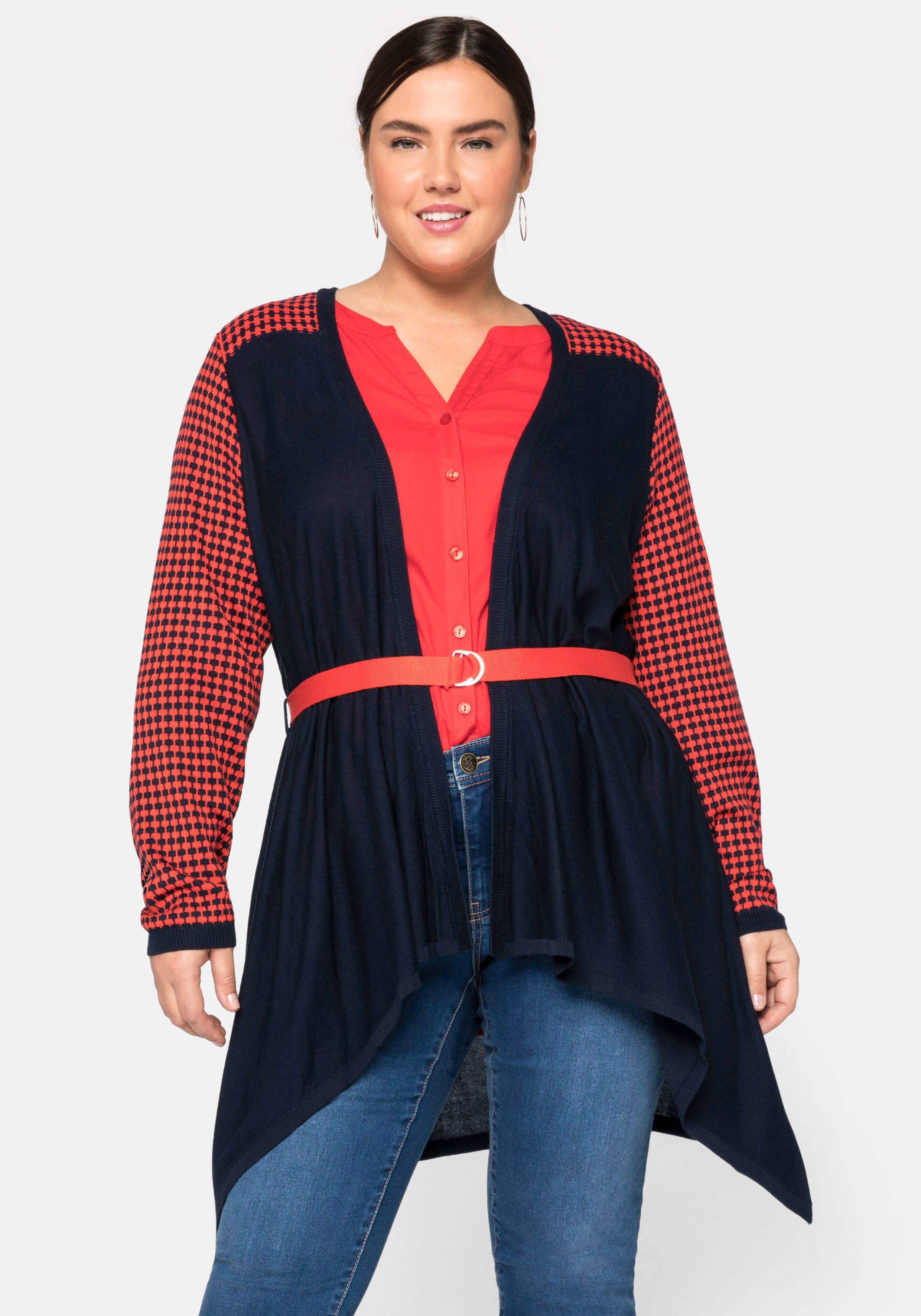 Longstrickjacke im Muster- und Farbmix