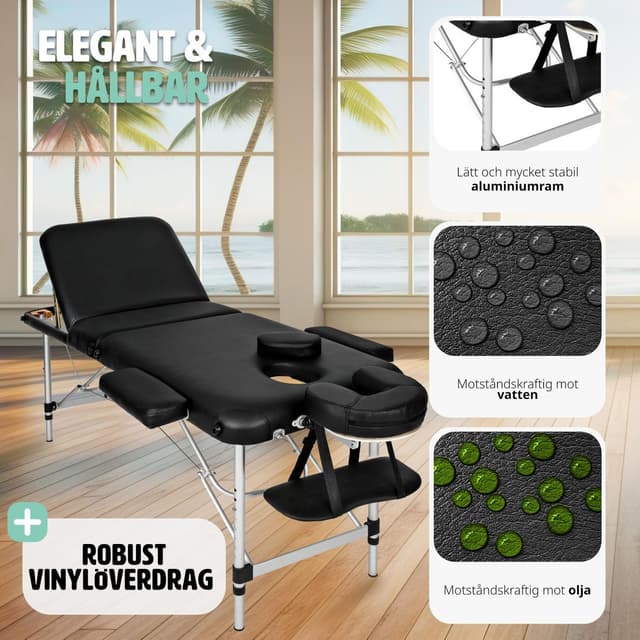 Massagebriks i aluminium med 3 zoner, 5cm polstring + taske