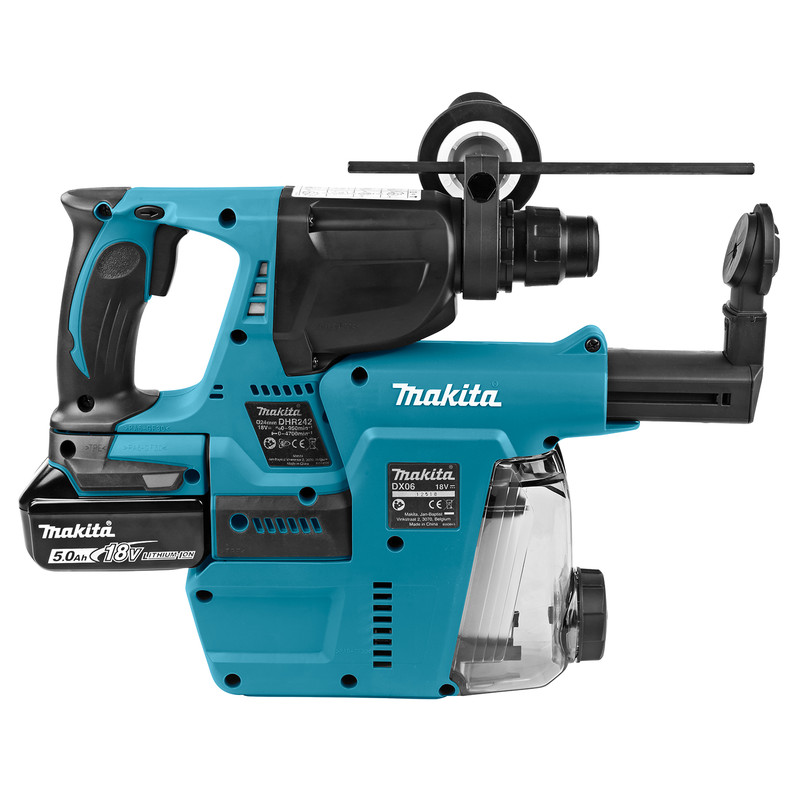 Makita DHR242RTJW accu combihamer machine met afzuiging en 2x 18V 5Ah accu 18V Li-ion SDS Plus
