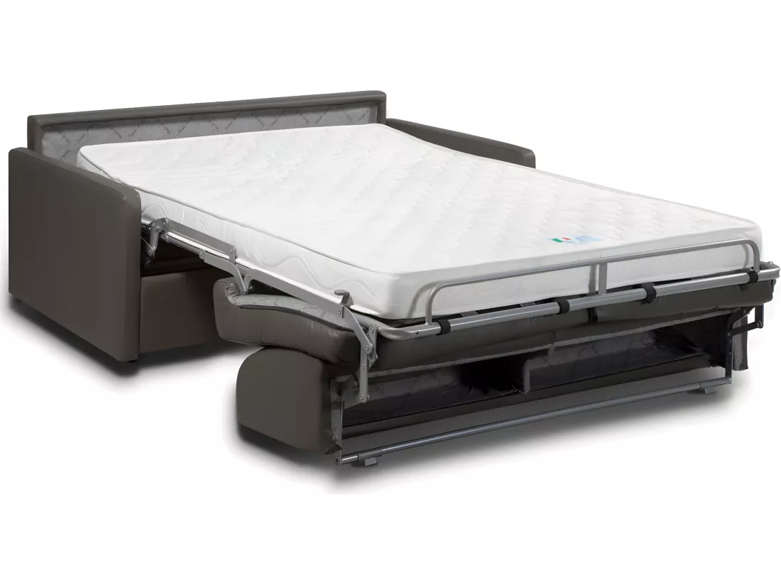 Canapé 4 places convertible express en simili marron - Couchage 160 cm - Matelas 22 cm CALIFE