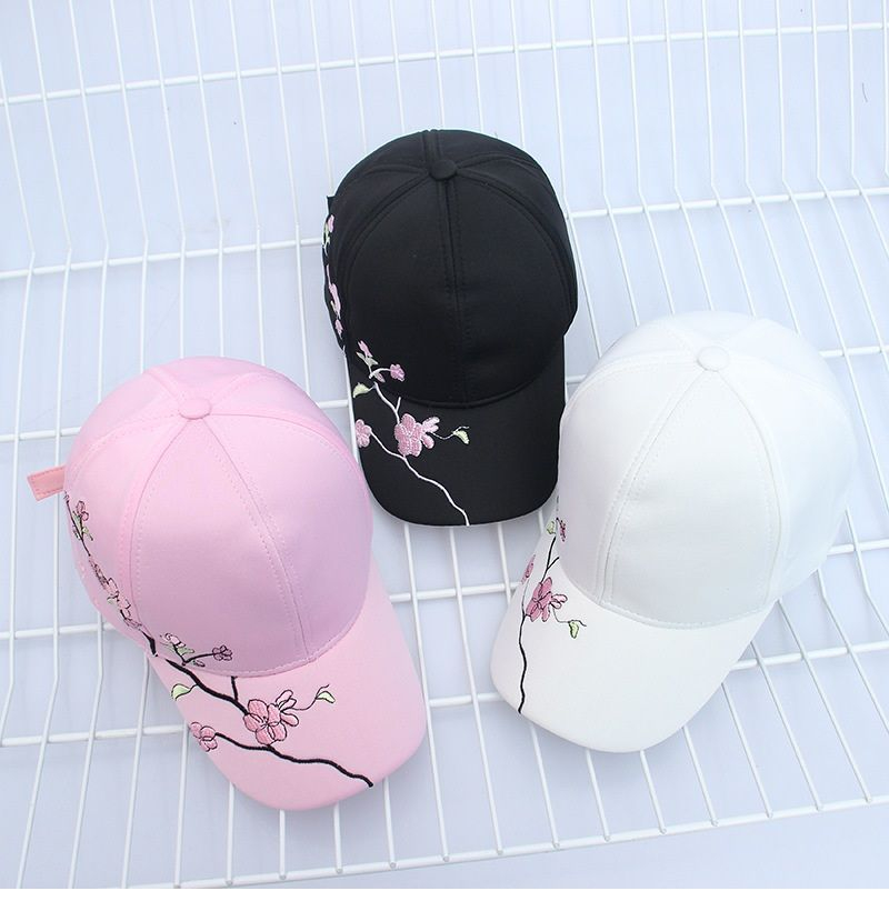 LANWO - Baseballpet met geborduurde bloemen