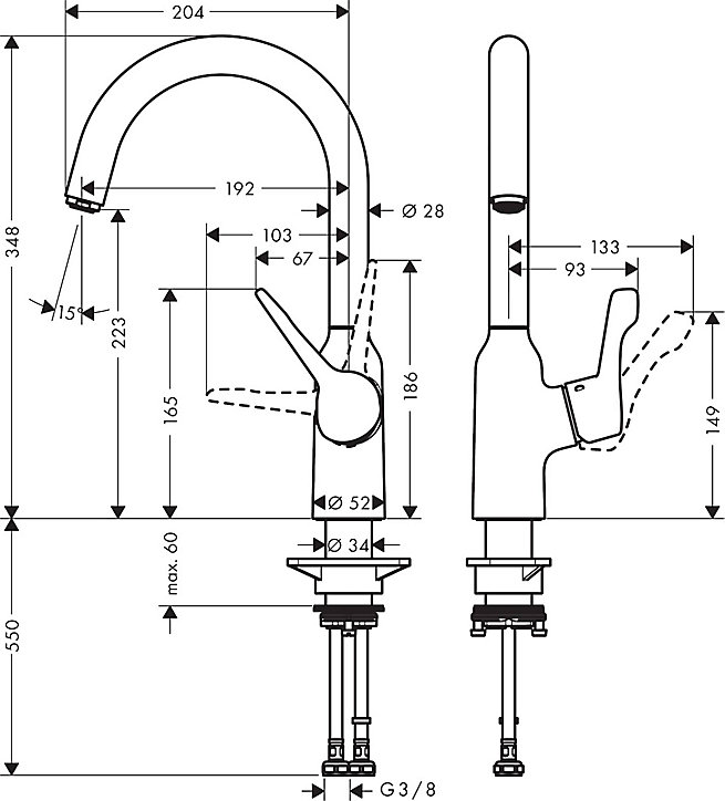 Mitigeur de cuisine chromé Hansgrohe Focus M43 220