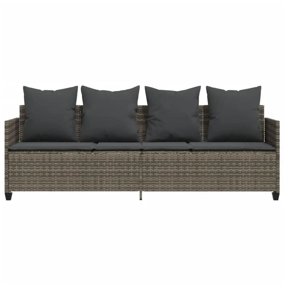 vidaXL - loungebank - Grijs - Poly rattan