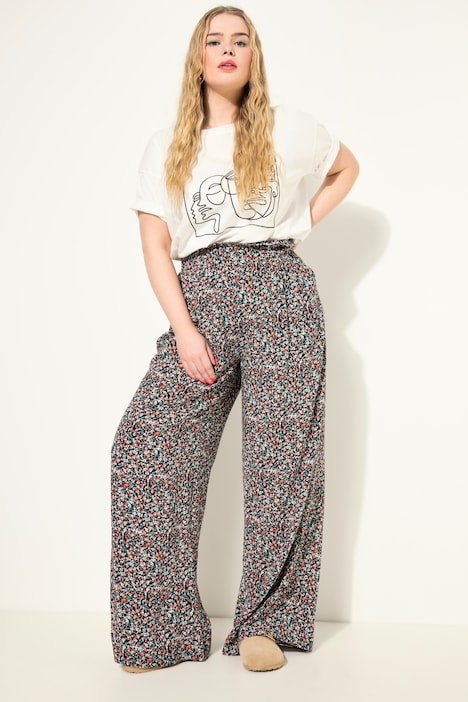 Hose, Wide Legs, High Waist, Millefleur-Print