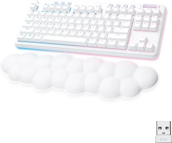 Logitech® | G715 - Tastatur - tenkeyless - bagbelyst - Bluetooth, LIGHTSPEED - layout: Nordisk - tastkontakt: Tactile - hvid
