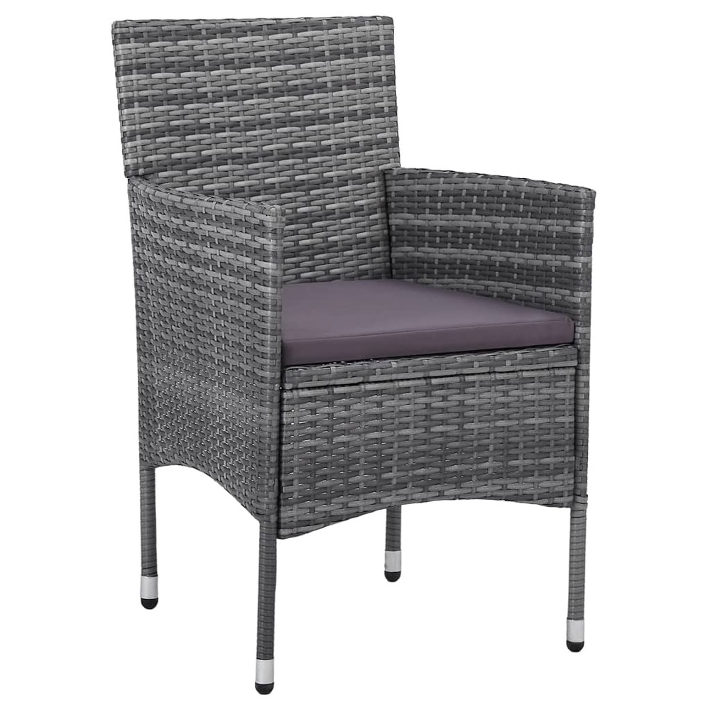 Mobilier de salle à manger de jardin 5 pièces résine tressée gris