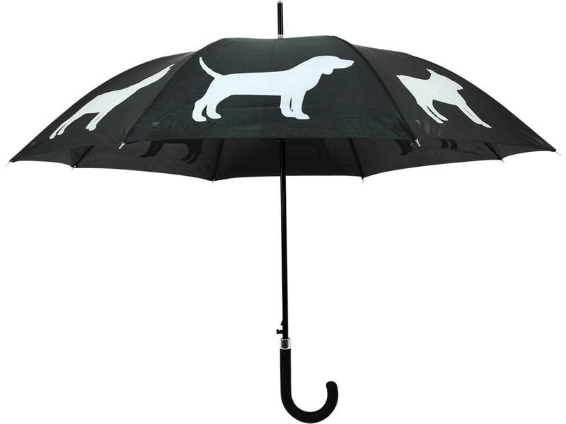 Esschert Design Schirm Reflektor Hunde Grau/Schwarz Reflektierender Regenschirm