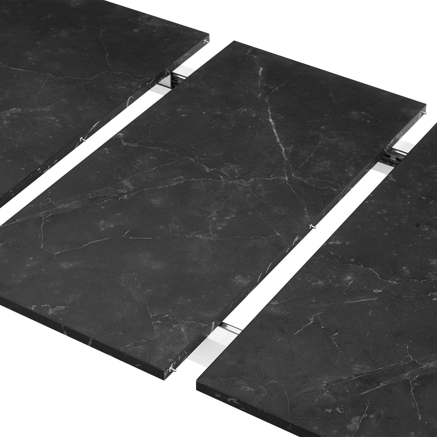 B&D home Esstisch Pius, ausziehbar 120-160 x 80 cm, 4-6 Personen Küchentisch Holztisch mit U Metallgestell für Esszimmer, Küche, skandinavisch Design, Marmor Optik, 11219-120-UW-MSCH