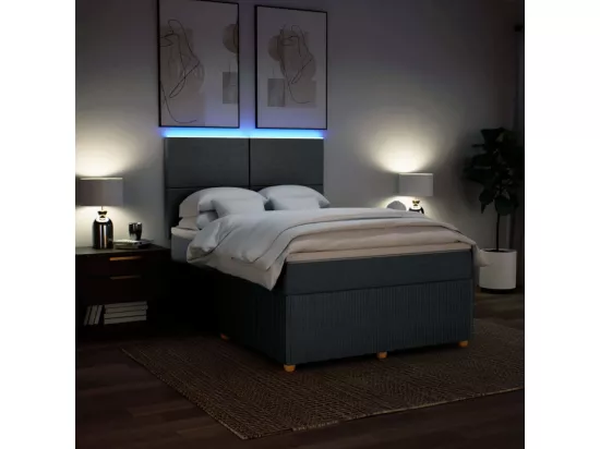 Sommier à lattes de lit avec matelas Gris foncé 160x200cm Tissu