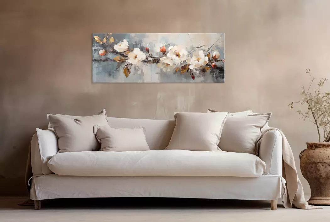 Wandbild 30 x 80 cm Roses On Grey III