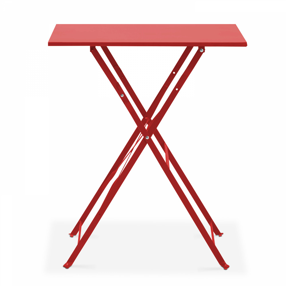 Table de jardin pliante bistrot en acier rouge