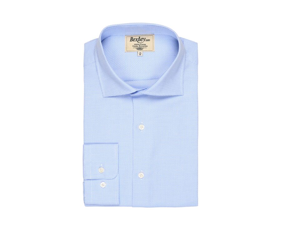 Chemise texturée bleu ciel et blanc - Col italien - TEODORO