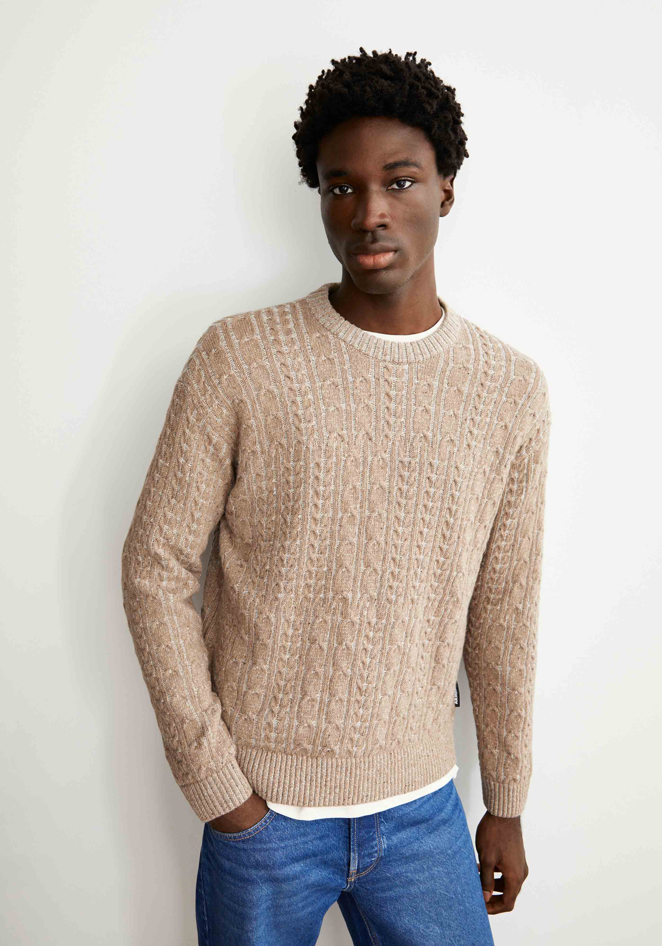 Armedangels Strickpullover Daako Silver Melange Tweed-True Camel