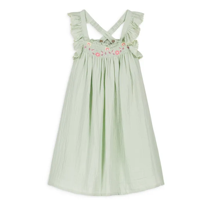 Louise Misha Robe Mystralia Brodée | Vert amande