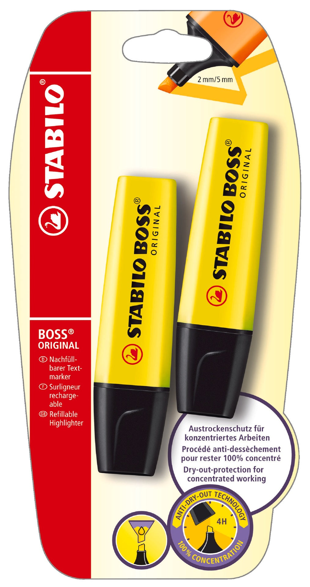 Marcadores Fluorescentes Amarelo 2 unidades Stabilo Boss