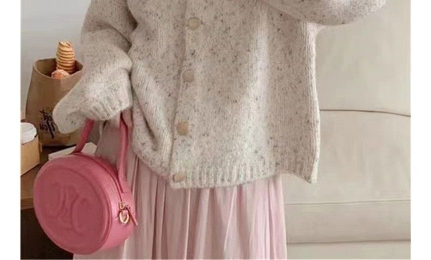 Rred - Melange Cardigan met ronde hals