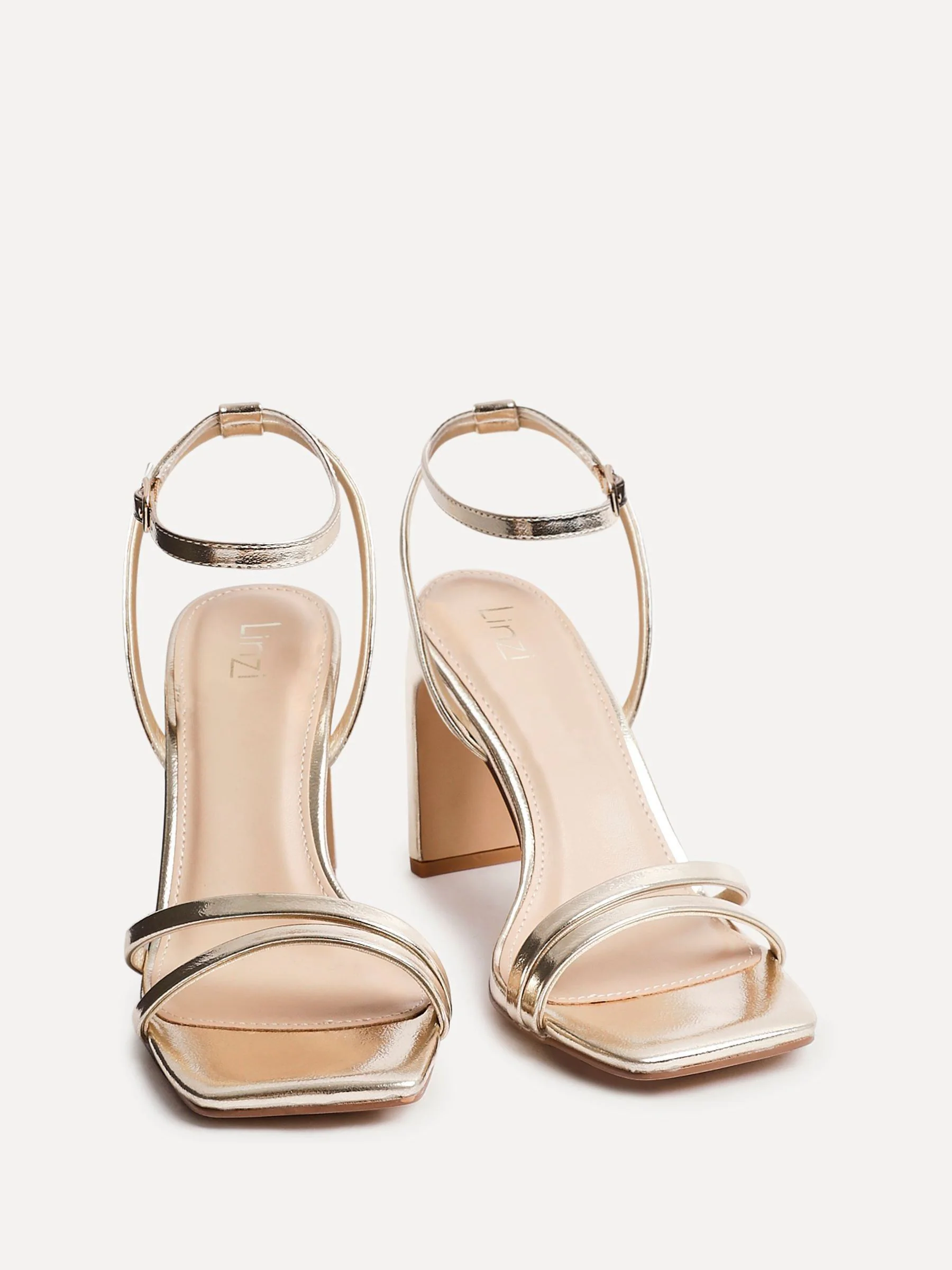Goud - Linzi Gesture Strappy Block Heel Sandals