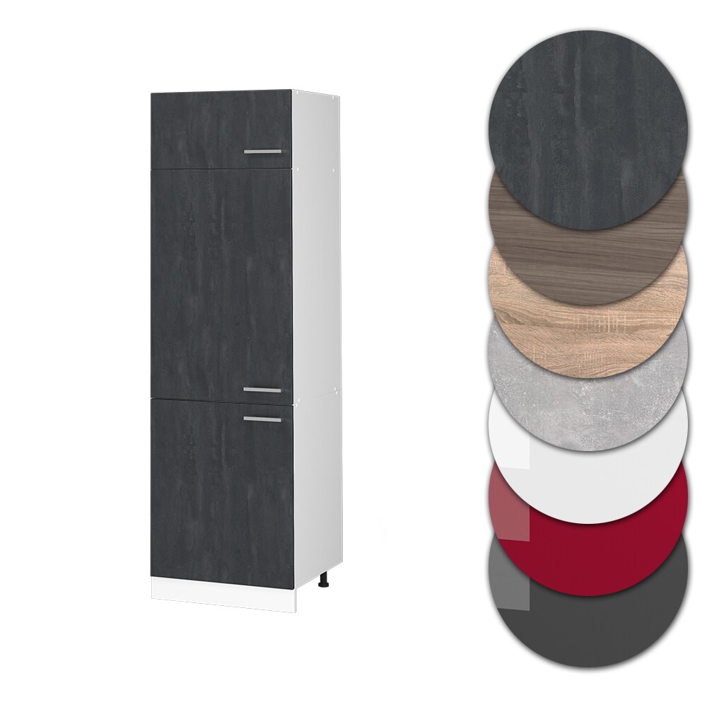 Vicco Kühlumbauschrank R-Line Schwarz Beton Weiß 60 cm