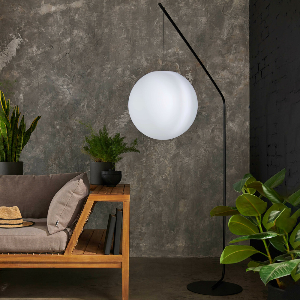 Lampadaire arche ronde en acier gris