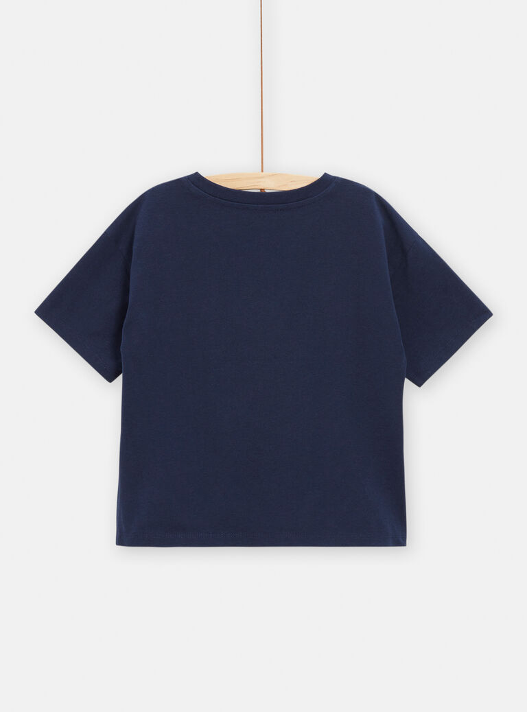 T-shirt marine à sequins imprimé pomme pour fille