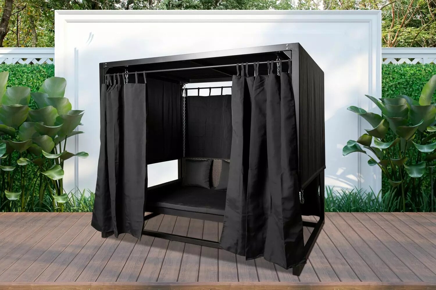 dschaukel für 4 Personen 236x180x210 cm Aluminiumrahmen Sitz- & Liegeposition mit Sitzauflage wasserabweisendes Sonnendach anthrazit