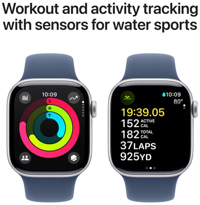 Apple Watch S10 42mm GPS (Silver Aluminium/Denim sportsrem) S/M