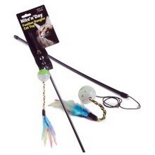 Varinha de brinquedo Nite 'N' Day com pena para gatos, várias cores